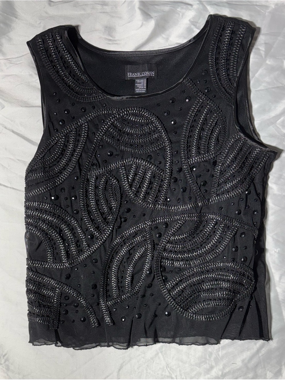 Frank Lyman Design Black Embellished Sleeveless Evening Top